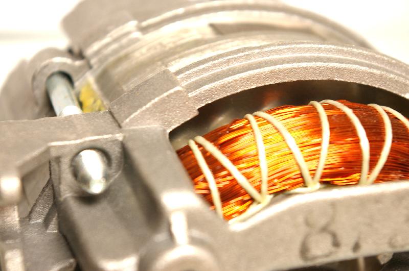 Cut away view of the internal workings of an electric motor